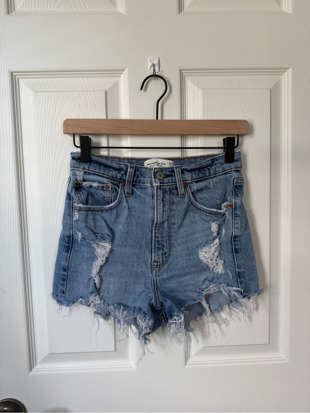 Abercrombie & Fitch Light Blue Distressed Denim Cutoff Shorts